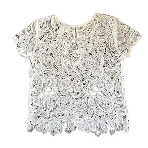 Bisou Bisou Lace Open Weave Overlay Top